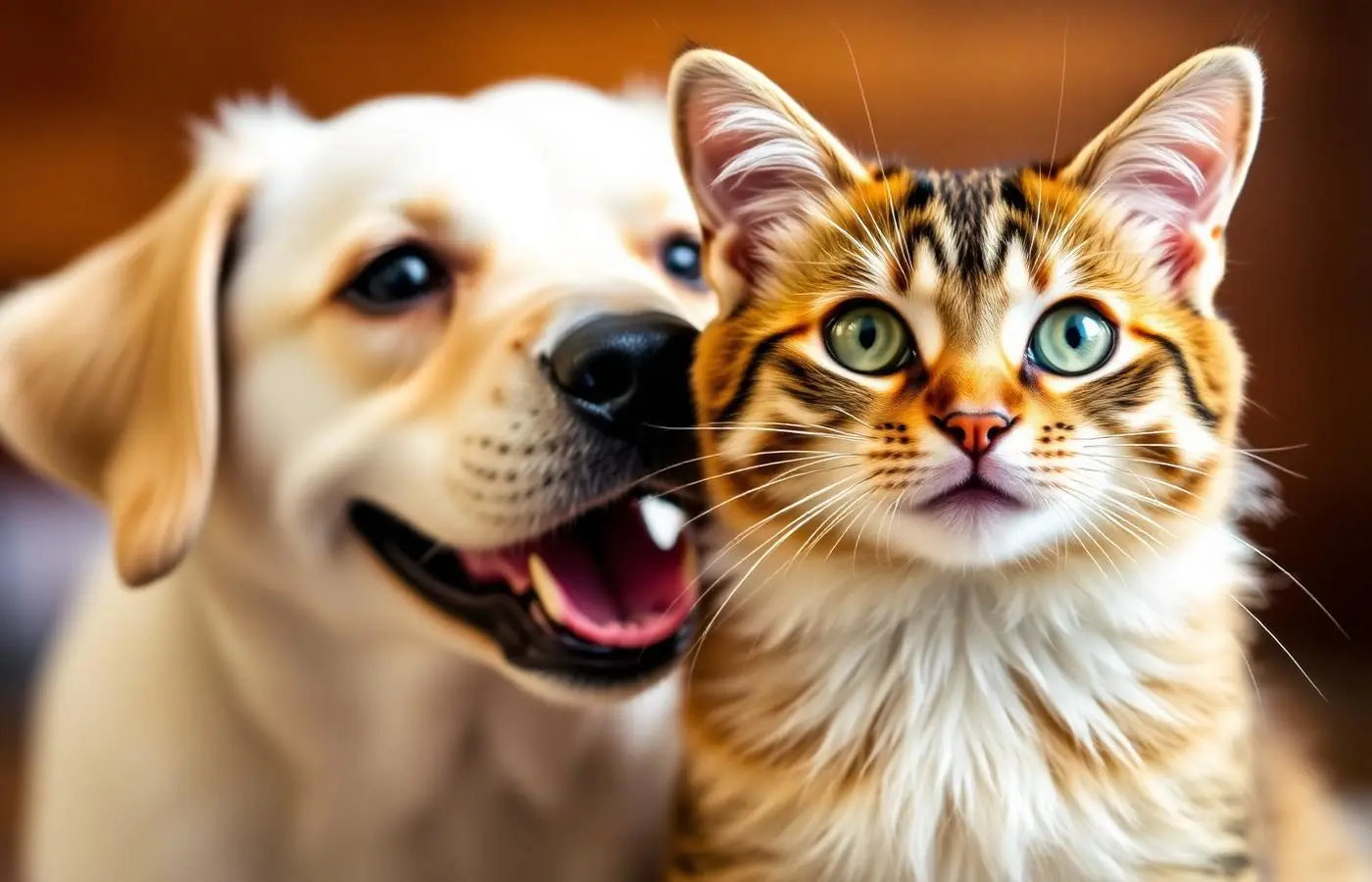 Cachorro e gato felizes