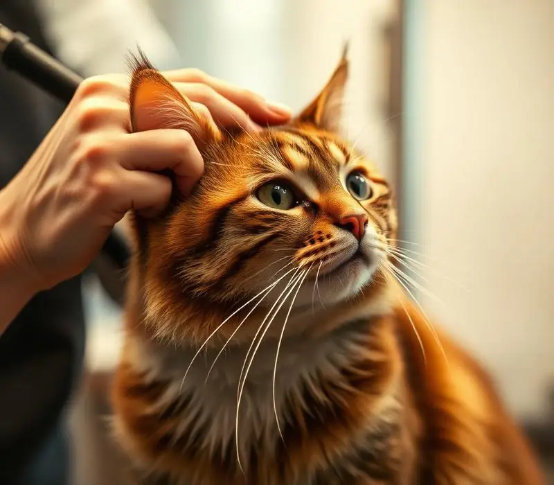 Gato sendo escovado